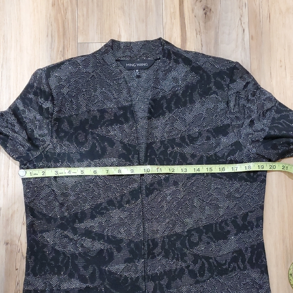 Ming Wang Black Lace Jacket with Gray Sleeveless Top - Picture 4 of 13